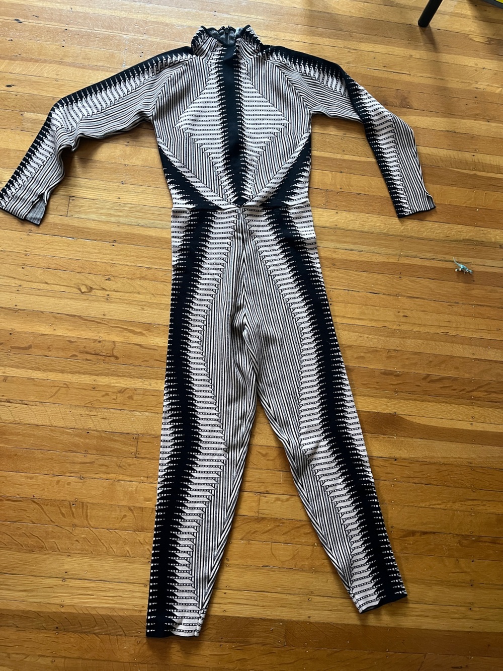 Fashion Nova bodycon jumpsuit romper abstract kardashian skims th body XL black
